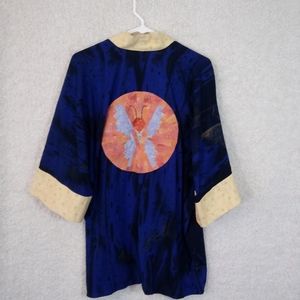 OS Vintage Rayon Kimono with Quilted Butterfly Robe